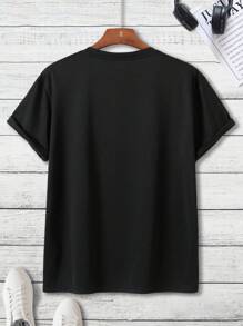 Hombres Camiseta con estampado de corazón - Negro - Ver 2