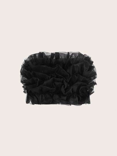 Aveloria Rosie Top con superposición de malla y volantes, camisetas lindas y divertidas