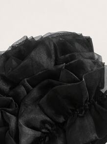 Aveloria Rosie Ruffle Trim Mesh Overlay Top Cute Funny Shirts  - Black - View 3