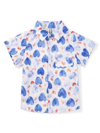 男大童愛心圖案前排扣襯衫