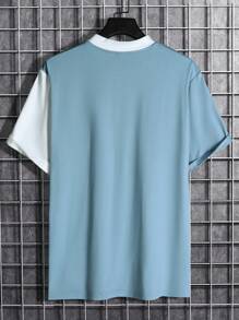 Manfinity Homme Nam Đồ họa Chữ cái Hai âm Áo thun - Xanh và trắng - Xem 2