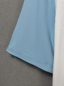 Manfinity Homme Nam Đồ họa Chữ cái Hai âm Áo thun - Xanh và trắng - Xem 3