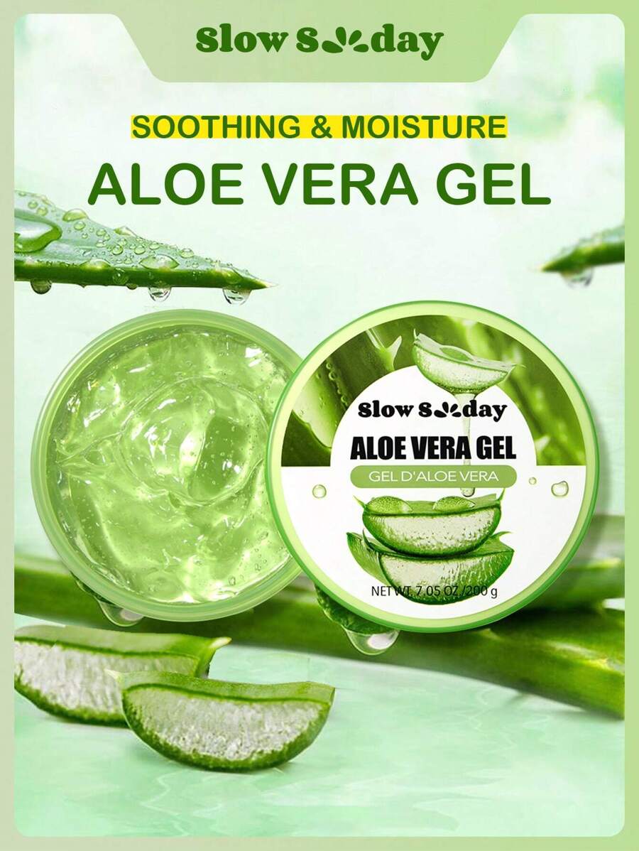 Gel de Aloe Vera Slow Sunday 200g, K Beauty, cu hialuronat de sodiu, hidratant și hidratant, cu ingrediente naturale pure, potrivit pentru îngrijirea tenului și a corpului, calmant după soare, pentru față și corp, potrivit pentru toate tipurile de ten, primer hidratant, netezește liniile fine, minimizează porii, primer neted și estompează, perfect pentru primerul de machiaj, stiluri confortabile de iarnă, potrivit pentru iarnă, Y2K, pentru Ziua Îndrăgostiților, cadou de Ziua Îndrăgostiților, cadou de Ziua Îndrăgostiților, pentru Ramadan, întâlniri și cadouri de festivalul Ramadanului, ideal pentru petreceri - alb - Vizualizare 1