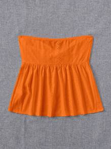SHEIN EZwear Twist Front Peplum Tube Top - Orange - View 2