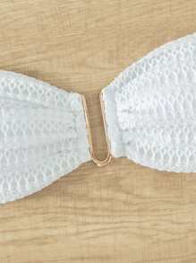 Parte superior de bikini con anillos, para verano y vacaciones en la playa - Blanco - Ver 3