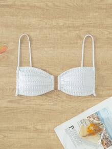 Parte superior de bikini con anillos, para verano y vacaciones en la playa - Blanco - Ver 7