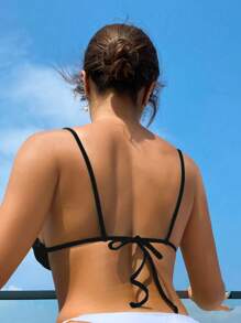 金属细节比基尼上衣 夏季 - 黑色 - 查看 2