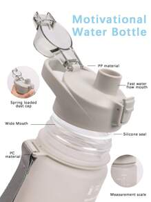 SHEIN 1Pc Sports Water Bottle, Leak-Proof Motivational Water Bottle With Time Marker Christmas For Holiday Gift Giving - Grey - View 3