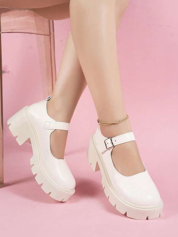 Preppy Mary Jane Shoes For Women, Minimalist Platform Wedges Shoes