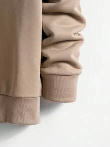 Manfinity RebelGame Áo nỉ thường ngày in hình gấu cỡ lớn cho nam - Màu Khaki - Xem 3