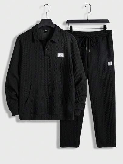 Manfinity VCAY 男式字母拼贴高领卫衣和抽绳腰裤，秋季服装