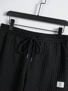 Manfinity VCAY 男式字母拼贴高领卫衣和抽绳腰裤，秋季服装 - 黑色 - 查看 5