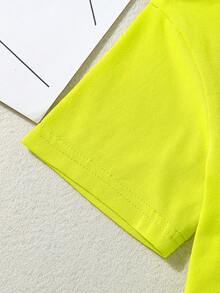 SHEIN Tween Girl Letter Graphic Cami Romper & High Low Hem Tee - Multicolor - View 7