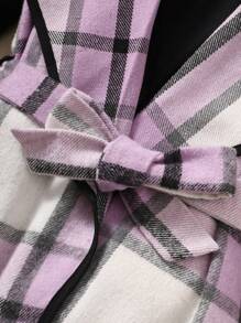 Sparklyn 女大童格紋圖案腰帶外套馬甲&素色T恤&緊身打底褲 - 彩色 - 查看 3