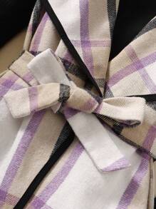 Sparklyn 女大童格紋印花外套馬甲&T恤和緊身褲 - 彩色 - 查看 3