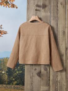 EMERY ROSE Cazadora con doble bolsillo de hombros caídos - Camel - Ver 4