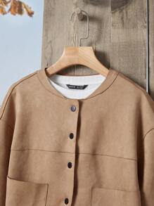 EMERY ROSE Cazadora con doble bolsillo de hombros caídos - Camel - Ver 5