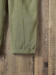 EMERY ROSE Knot Elastic Waist Pocket Patched Pants - Army Green - View 3
