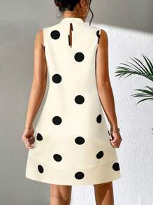 Chiquease Polka Dot Print Sleeveless Dress - Apricot - View 2