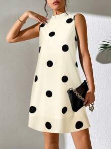 Chiquease Polka Dot Print Sleeveless Dress - Apricot - View 3