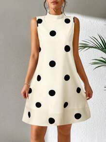 Chiquease Polka Dot Print Sleeveless Dress - Apricot - View 6