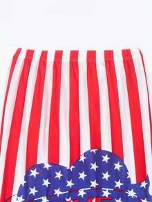 Conjunto de bikini con volantes para niña joven con tanga a rayas para el verano y la playa - Azul y blanco - Ver 6