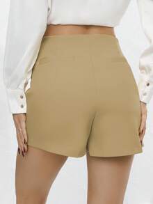 Solid High Waist Skort - Khaki - View 2