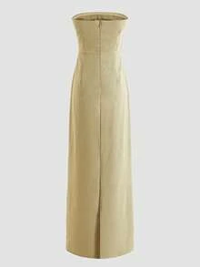 Solid Tube Dress - Khaki - View 2