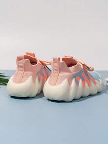 男孩撞色前綁帶跑步鞋適用於戶外 - 粉色 - 查看 3