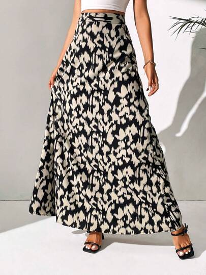 SHEIN Tall Allover Print High Waist Maxi Skirt