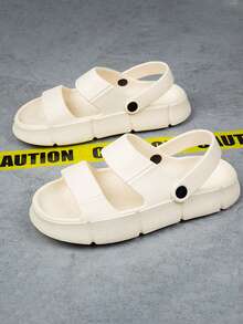 Giày Sandal Nam màu trơn dép quai hậu - Màu be - Xem 2