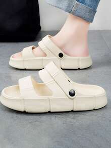 Giày Sandal Nam màu trơn dép quai hậu - Màu be - Xem 3