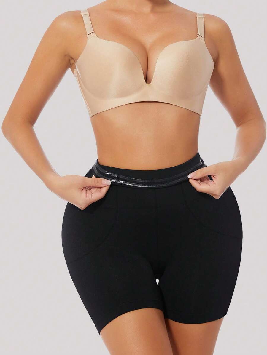 High Waist Shapewear Shorts - Black - View 1
