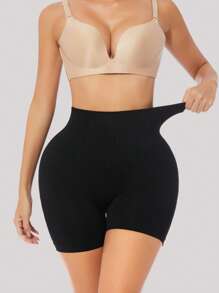 High Waist Shapewear Shorts - Black - View 3