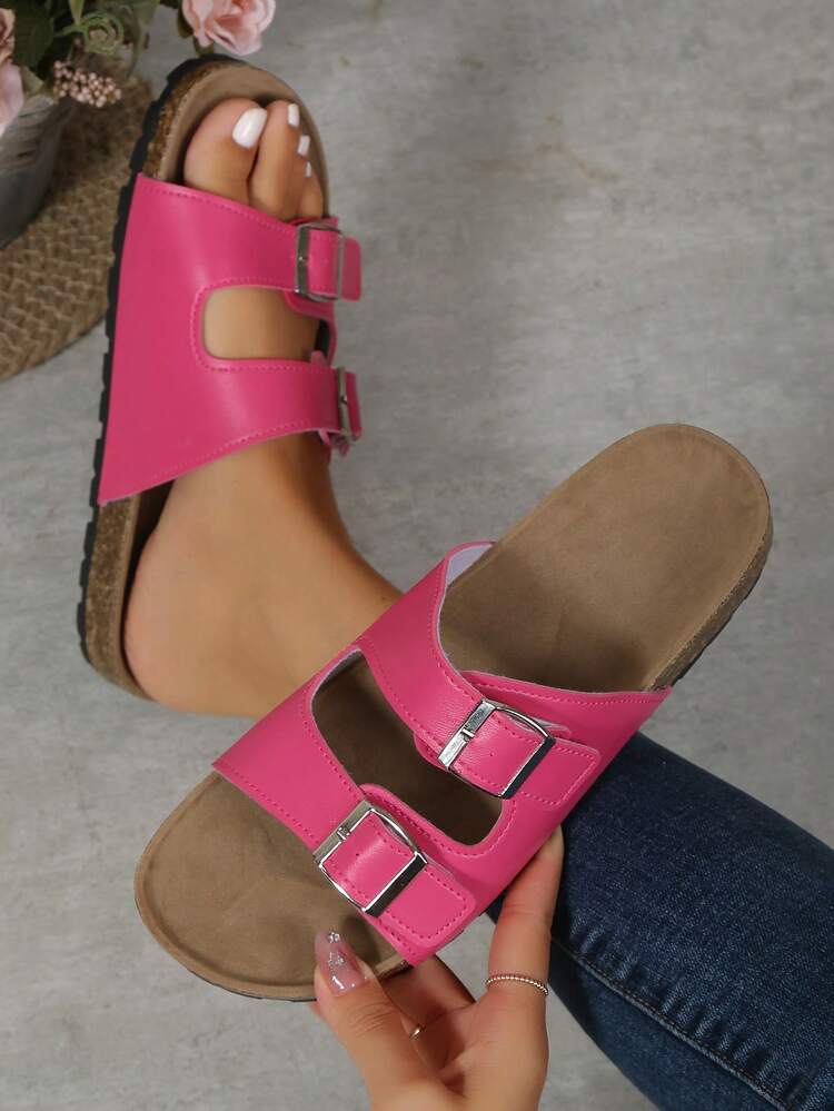 Dép nữ có khóa trang trí, Dép thời trang - Màu Hồng Tươi - Xem 1