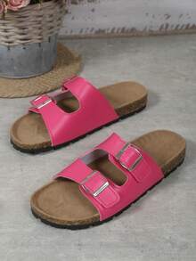 Dép nữ có khóa trang trí, Dép thời trang - Màu Hồng Tươi - Xem 4