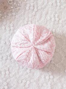 小女童花卉圖案提花泡泡袖襯衫連衣裙&帽