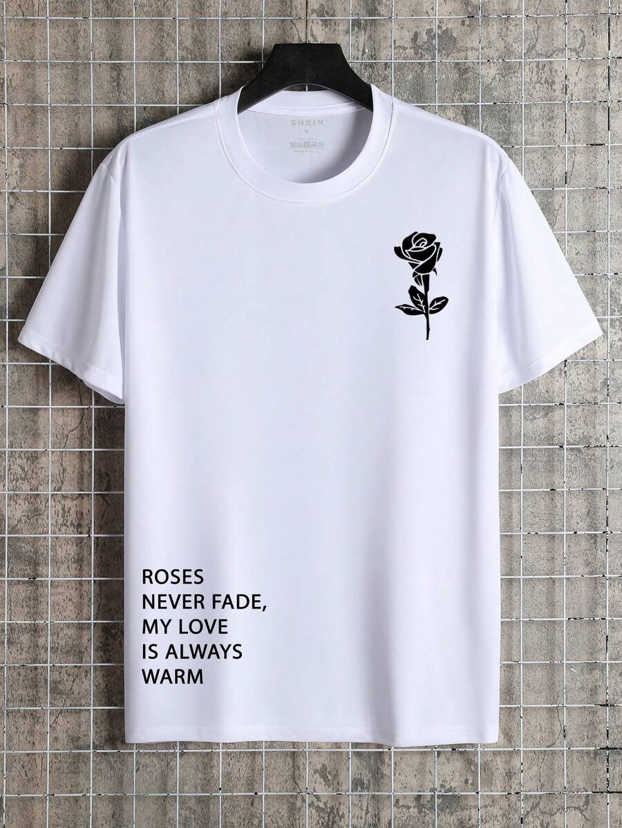 Men Floral & Slogan Graphic Tee - White - View 1