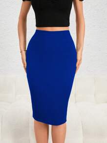 SHEIN Privé Falda de lápiz con cremallera trasera