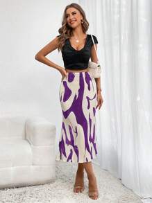 Firerie 圖案印花魚尾短裙