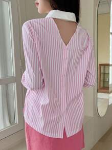 SHEINNeu 條紋印花口袋貼布襯衫 - 彩色 - 查看 2