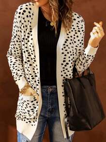 CILKOO 斑點印花雙口袋開門襟外套 - 杏色 - 查看 1