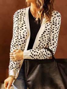 CILKOO 斑點印花雙口袋開門襟外套 - 杏色 - 查看 4