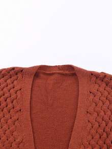 雙口袋開門襟外套 - 棕色 - 查看 7