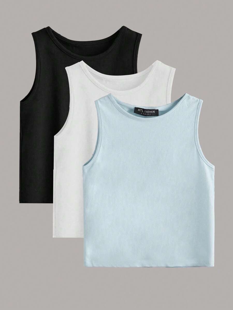 RueChic Young Boy 3pcs Solid Tank Top - متعدد الألوان - مشاهدة 1