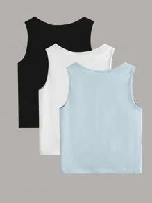RueChic Young Boy 3pcs Solid Tank Top - متعدد الألوان - مشاهدة 2