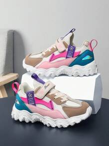Girls Colorblock Hook-And-Loop Fastener Strap Sneakers For Outdoor Colorful Sneakers - Multicolor - View 1