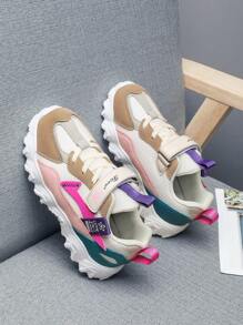 Girls Colorblock Hook-And-Loop Fastener Strap Sneakers For Outdoor Colorful Sneakers - Multicolor - View 6