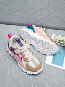 Girls Colorblock Hook-And-Loop Fastener Strap Sneakers For Outdoor Colorful Sneakers - Multicolor - View 7