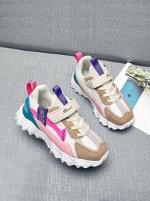 Girls Colorblock Hook-And-Loop Fastener Strap Sneakers For Outdoor Colorful Sneakers - Multicolor - View 8